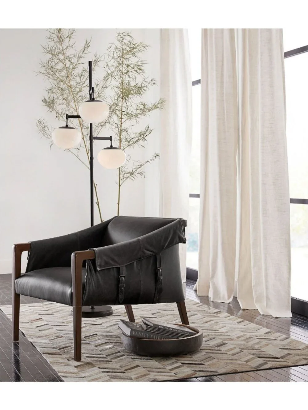 POTTERY BARN 3-in-1 Pole Top Emery Pinstripe SHEER CURTAIN Ivory 50